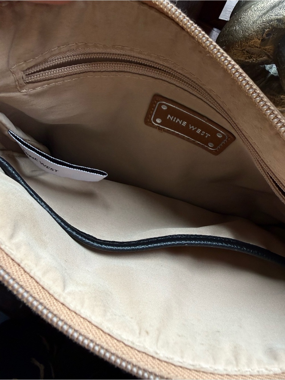 Nine West Tan and Black Crossbody Bag with Tassel - Picture 8 of 9